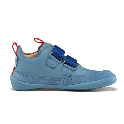 AFFENZAHN Barfuß Halbschuh BUDDY HAI - blau / rot: Kinderhalbschuh mit Hai-Design in blau und rot
