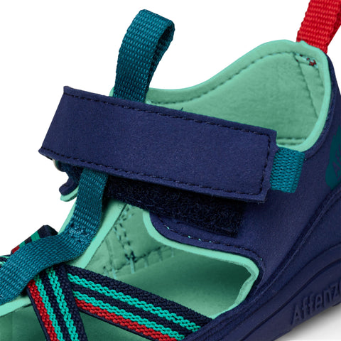AFFENZAHN Barfuß Halbsandale VEGAN BREEZY OCTOPUS navy türkis - environmentally friendly children's sandal with octopus design in blue and turquoise