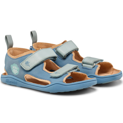 AFFENZAHN Barfuß Sandale LEATHER AIRY HAI - blau aus echtem Leder und luftigem Design