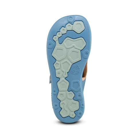 Kinderfreundliche und bequeme Barfuß Sandale LEATHER AIRY HAI - blau