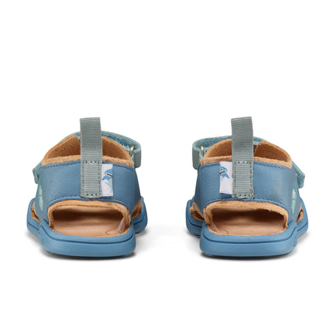 Barfuß Sandale LEATHER AIRY HAI für Kinder in coolem blauem Design