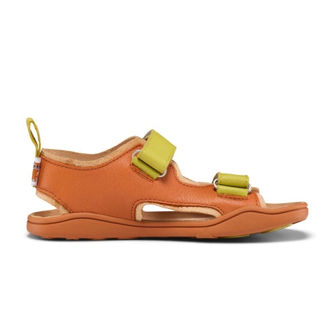 AFFENZAHN Barfuß Sandale LEATHER AIRY KATZE - zimt / kiwi - comfortable and stylish cat-themed leather sandals in cinnamon and kiwi colors