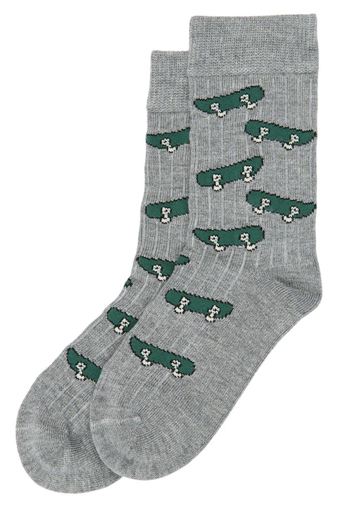 MINIPOP Bambus Socken - grau / grün / Skateboard