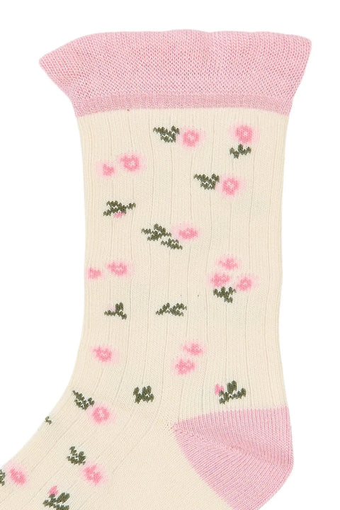 MINIPOP Bambus Socken - créme / rosa / Rosen