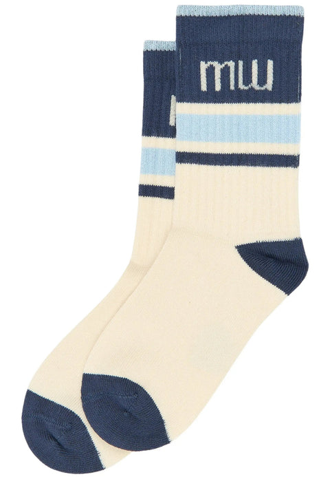 MINIPOP Bambus Socken - créme / blau / hellblau