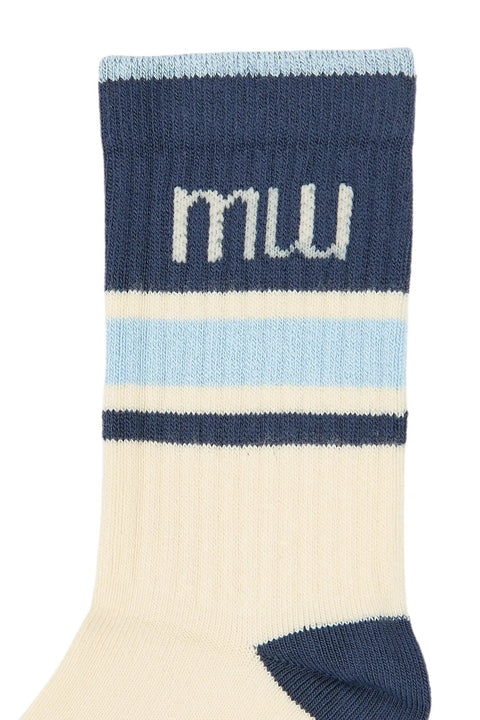 MINIPOP Bambus Socken - créme / blau / hellblau
