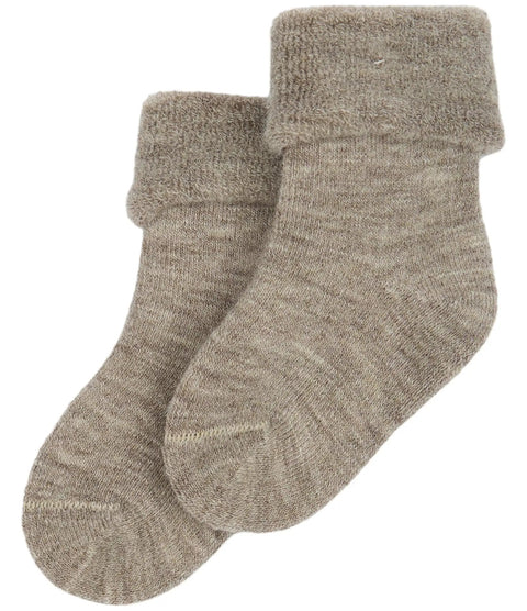 MINIPOP Merinowolle Socken - braun meliert