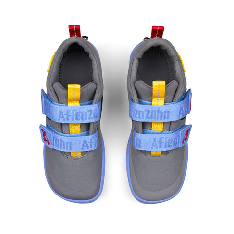 Gray AFFENZAHN Barfuß Halbschuh COTTON LUCKY TUKAN featuring a playful toucan design, perfect for barefoot adventures and outdoor fun