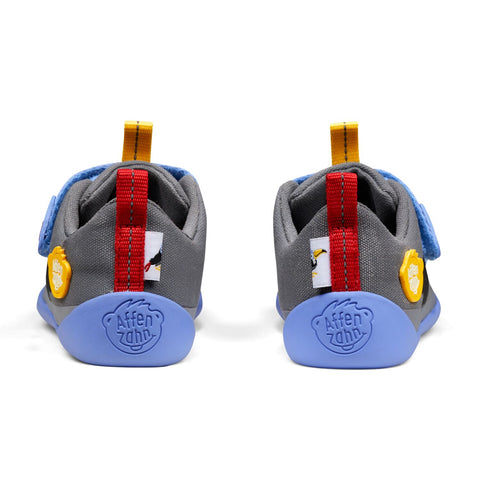 Grey AFFENZAHN Barfuß Halbschuh COTTON LUCKY TUKAN shoe with cute tukan design