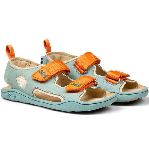 Blue and orange vegan airy sandal with cute bunny design by AFFENZAHN