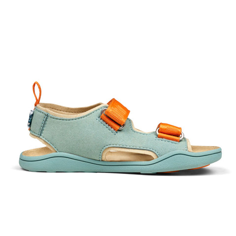 Vibrant blue and orange vegan airy sandal with cute bunny design