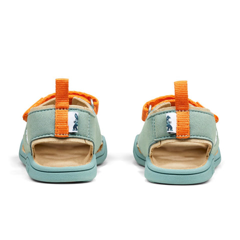 Vegan airy blue and orange bunny sandal for kids by AFFENZAHN