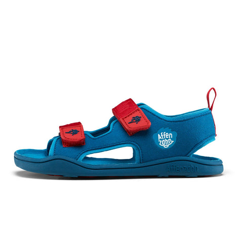 Vibrant petrol and red vegan airy sandal by AFFENZAHN Barfuß