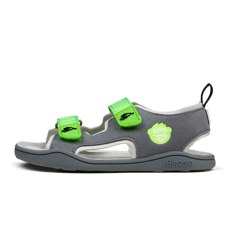 Vegan airy panther dark grey and neon green AFFENZAHN barefoot sandal