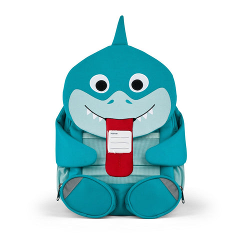 Large friend shark-themed AFFENZAHN backpack with adjustable straps and multiple compartments