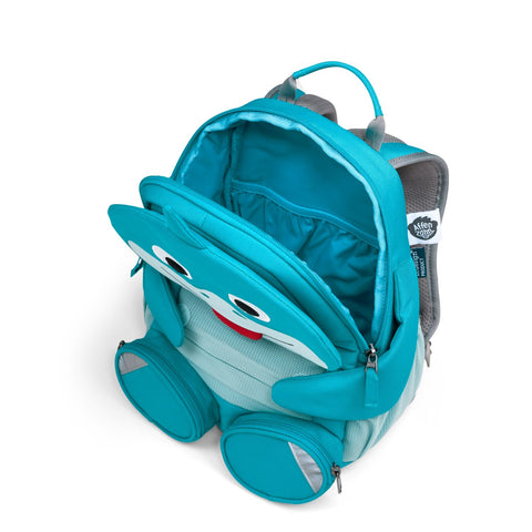 Large grey shark-shaped AFFENZAHN Rucksack with adjustable straps and eco-friendly materials
