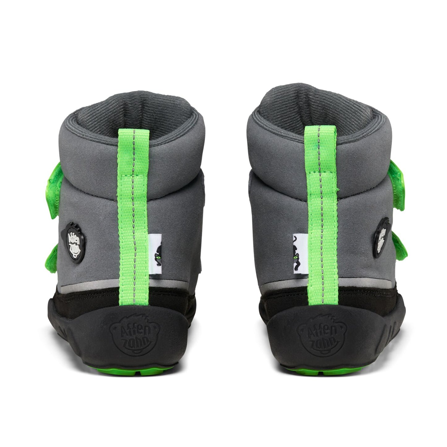 Vegan-friendly AFFENZAHN TEX Stiefel COMFY featuring a stylish black, grey, and neon green design