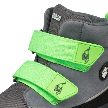 Black, grey, and neon green AFFENZAHN TEX Stiefel COMFY VEGAN PANTHER boots for a stylish and eco-friendly look