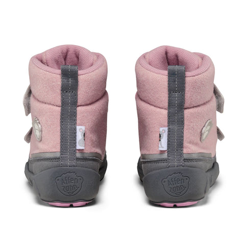 Adorable pink and grey AFFENZAHN TEX Stiefel COMFY WOOL KOALA boots with cozy wool lining
