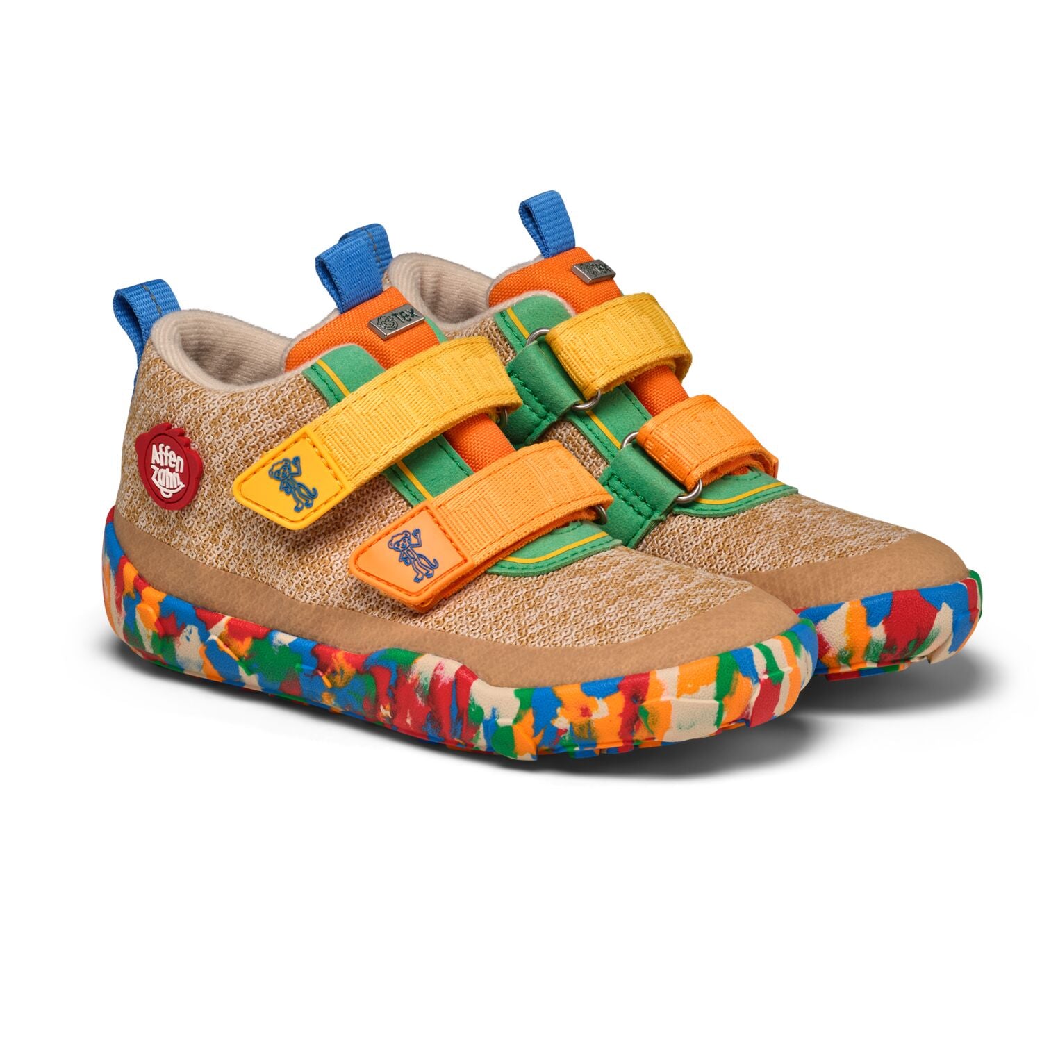 AFFENZAHN TEX Knöchelschuh KNIT HAPPY 10 JAHRE in beigem und buntem Design für Kinder