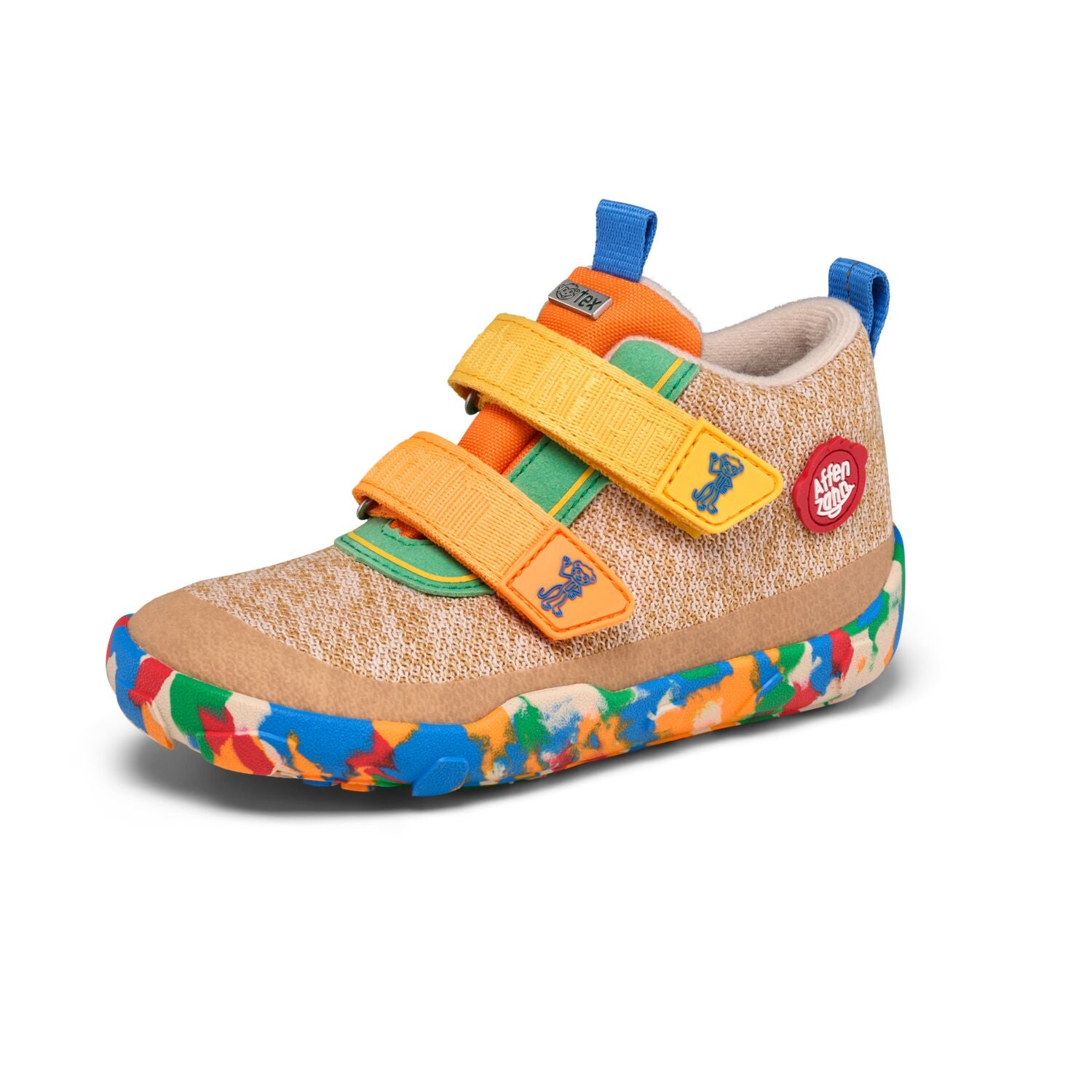 Designorientierter, beiger KNIT HAPPY 10 JAHRE Knöchelschuh mit bunten Details für Kinder, perfekt zum Kombinieren