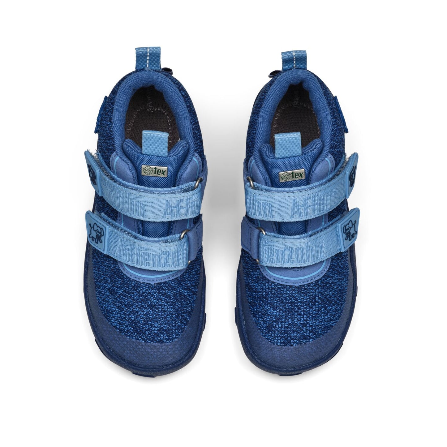 Elastische Knöchelschuhe für Kinder, gefertigt aus weichem Strickstoff mit Elefantenmotiv in Blau