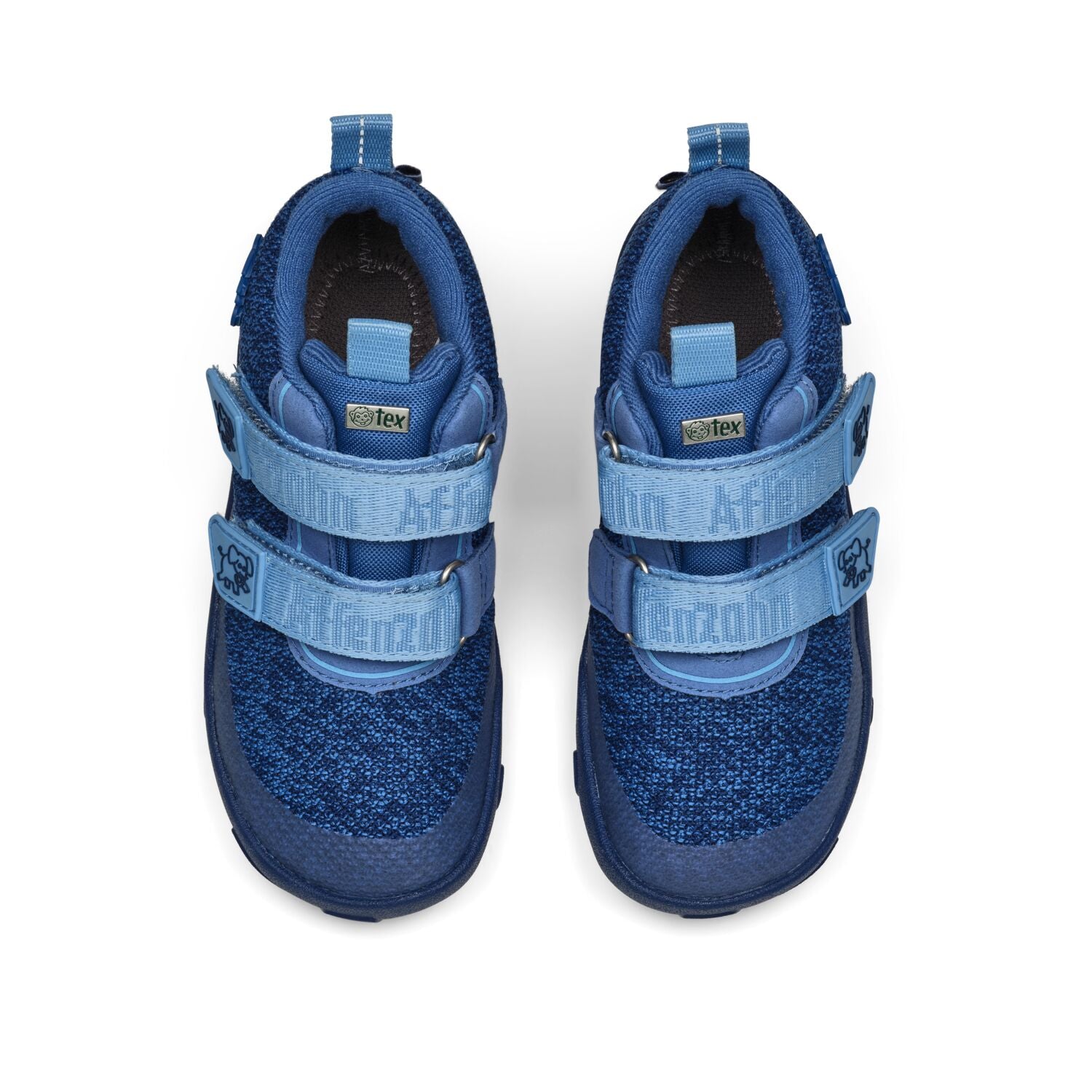 Elastische Knöchelschuhe für Kinder, gefertigt aus weichem Strickstoff mit Elefantenmotiv in Blau