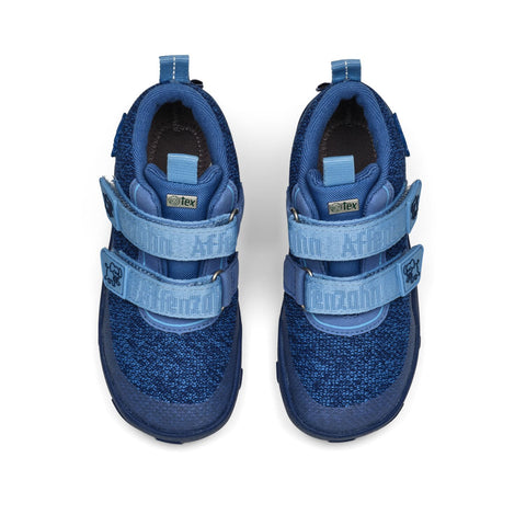 Elastische Knöchelschuhe für Kinder, gefertigt aus weichem Strickstoff mit Elefantenmotiv in Blau