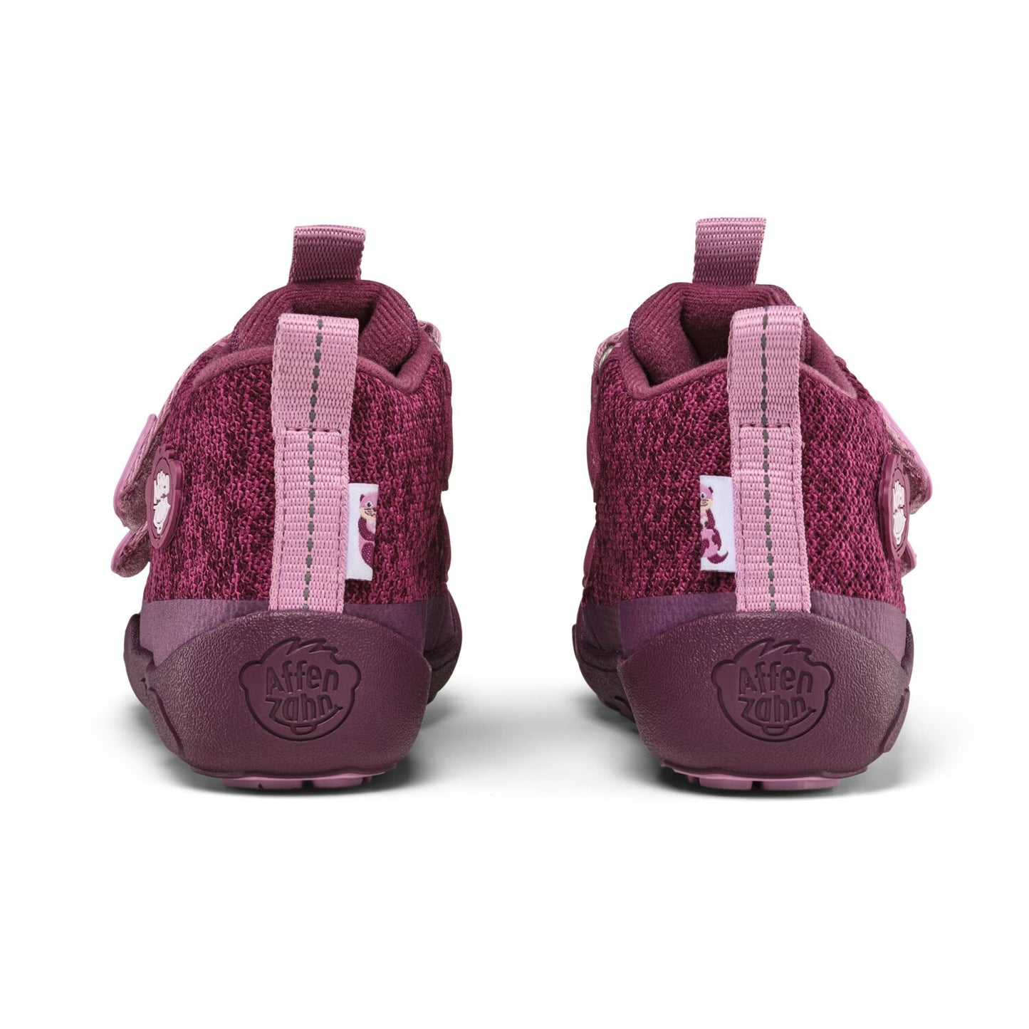 Pflaume farbener AFFENZAHN TEX Knöchelschuh mit kuscheligem, gestricktem Material und flexiblem Sohlenprofil