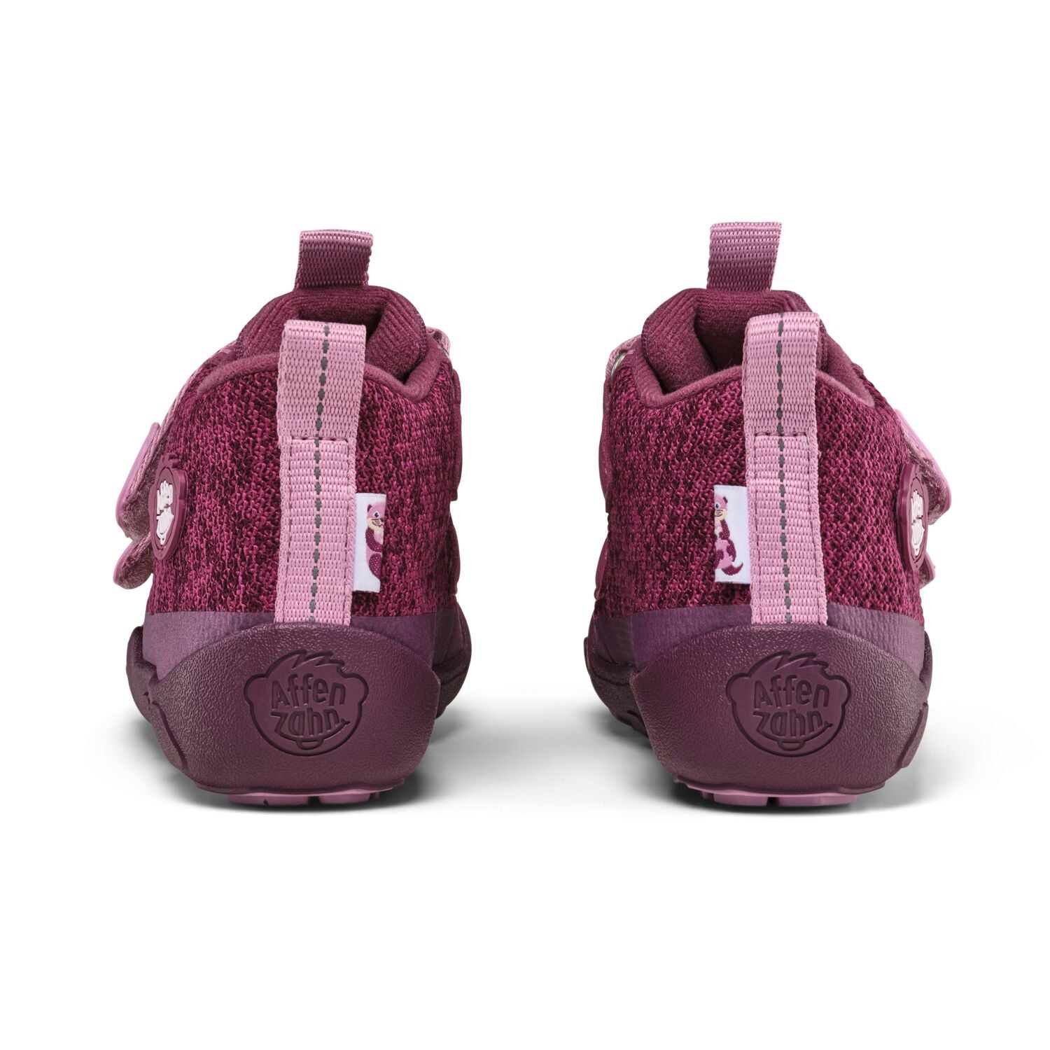 Pflaume farbener AFFENZAHN TEX Knöchelschuh mit kuscheligem, gestricktem Material und flexiblem Sohlenprofil