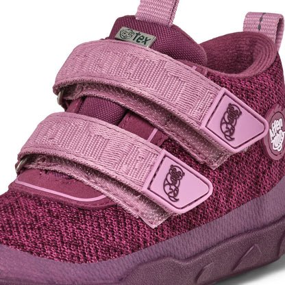 Stylischer AFFENZAHN TEX Knöchelschuh in Pflaume mit gestricktem Obermaterial und flexibler Sohle für Alltag
