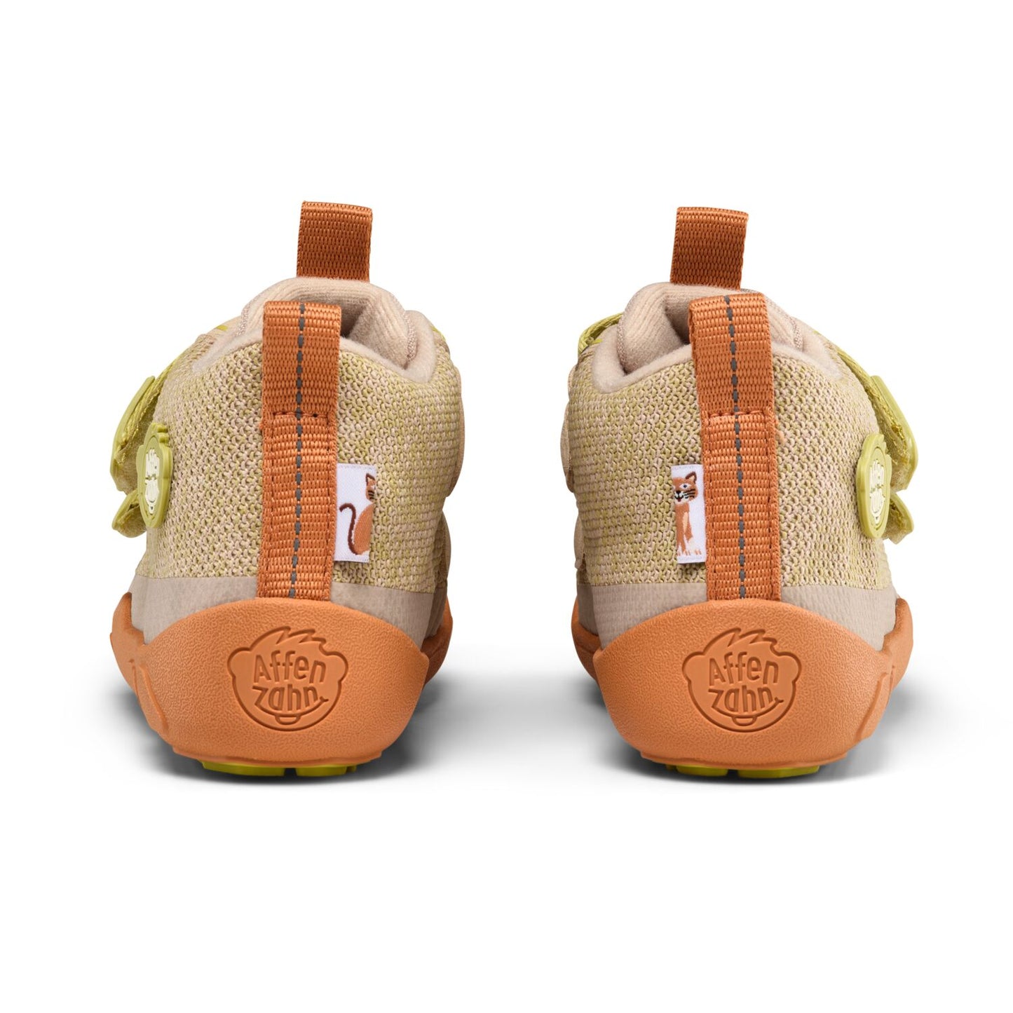 Wärmender Knöchelschuh in Zimt- und Pistazietönen mit klassischen Katzenillustrationen