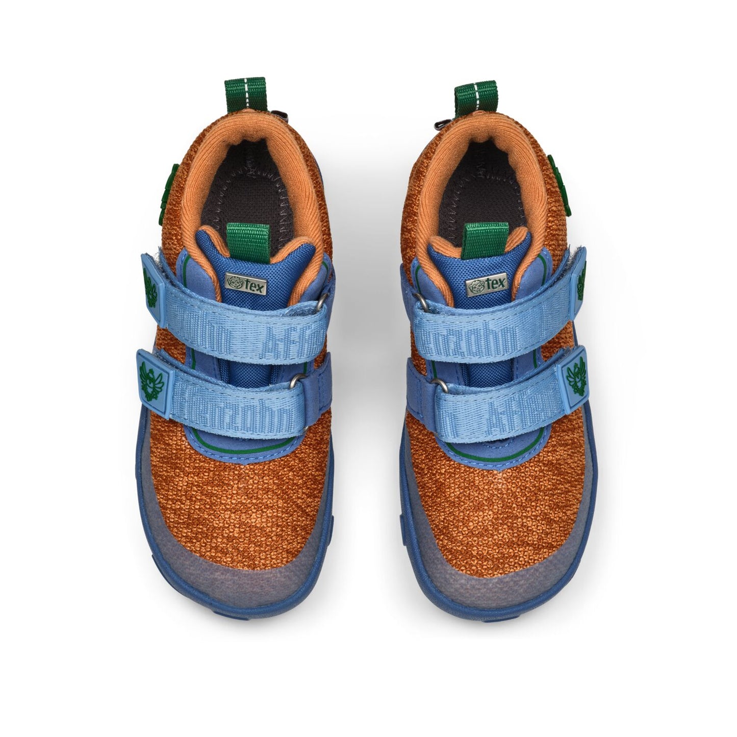 Colorful AFFENZAHN TEX Knöchelschuh KNIT HAPPY PARADIESVOGEL in zimt, blau, and grün featuring playful bird patterns and cozy knit material for comfortable, stylish toddler footwear