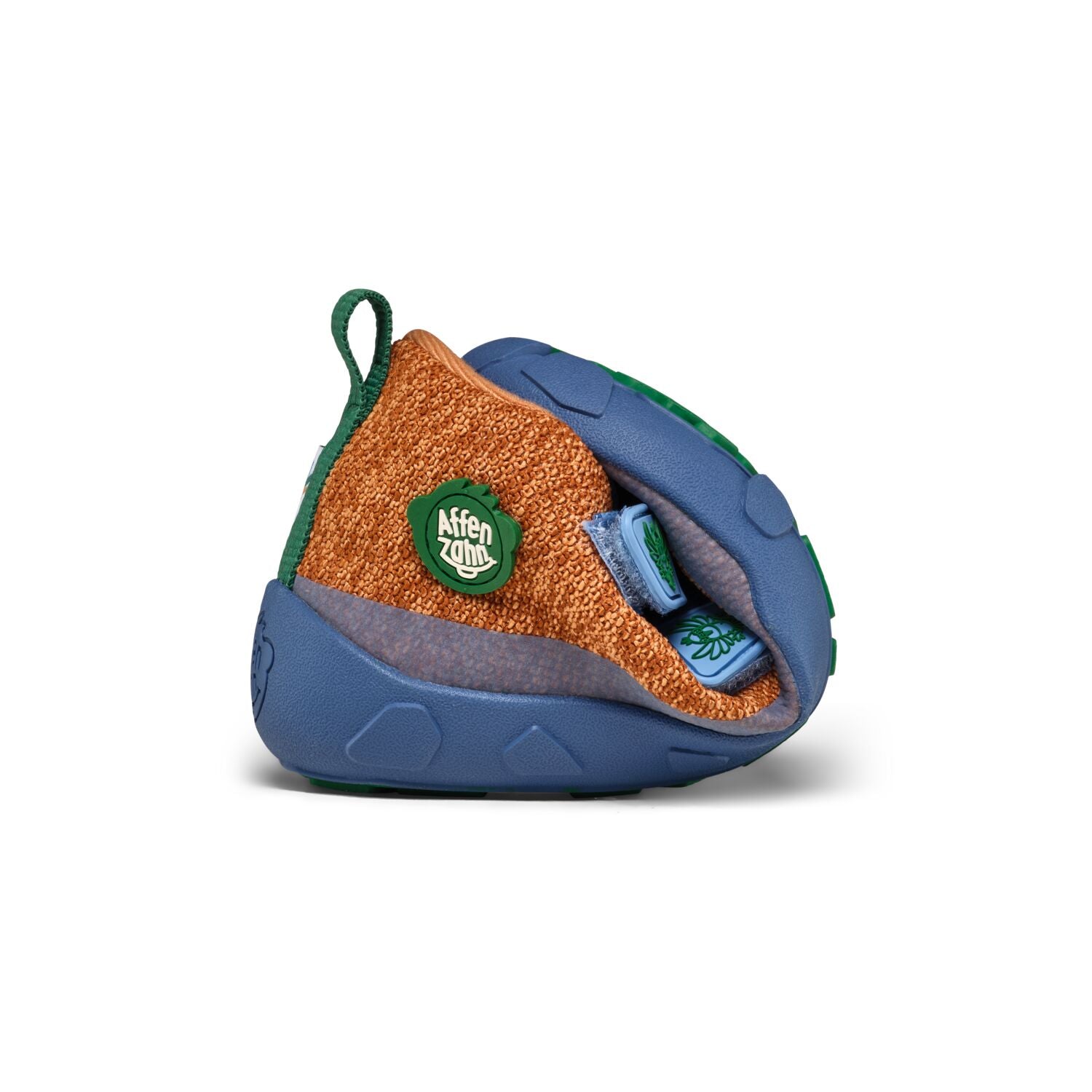 Colorful AFFENZAHN TEX Knöchelschuh KNIT HAPPY PARADIESVOGEL in zimt, blau und grün featuring playful bird patterns and cozy knit design for comfortable, stylish children's footwear