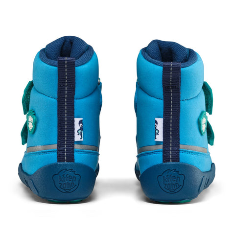 Damenstiefel aus veganem Material mit fantasievollem Oktopus-Print in türkis