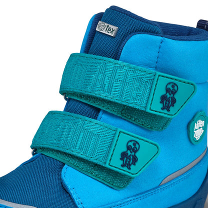 Hochwertiger veganer Stiefel von AFFENZAHN TEX mit maritimem Oktopus-Druck in petrol