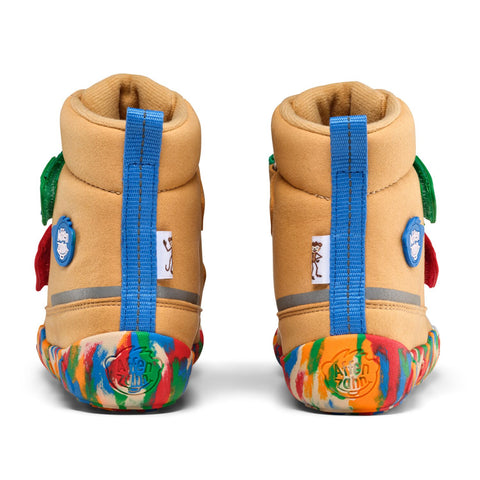 Beiger und bunter AFFENZAHN TEX Stiefel mit weichem Komfort für vegane Kinderbekleidung