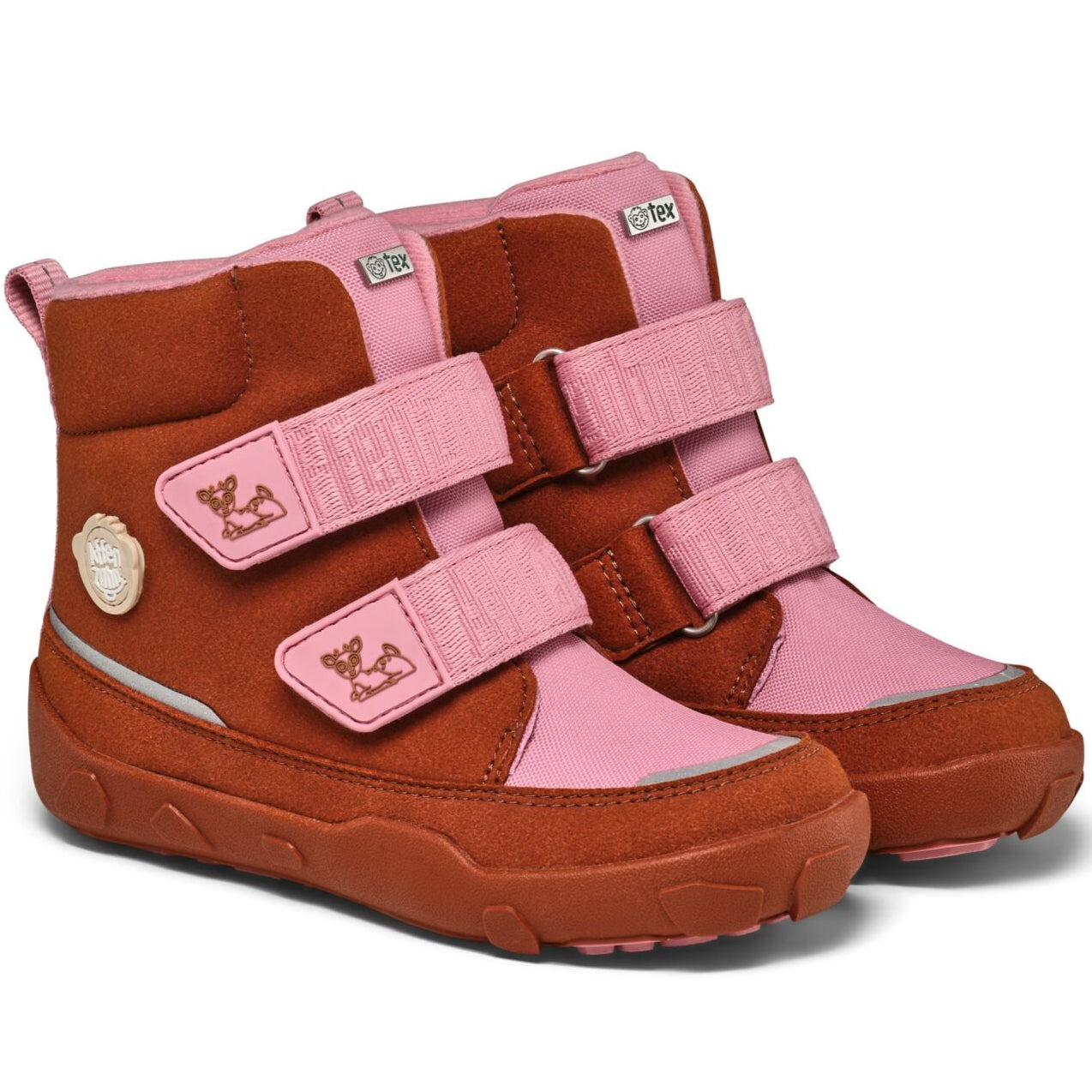 AFFENZAHN TEX Stiefel COMFY VEGAN REH in braun und rosa mit rutschfester Sohle