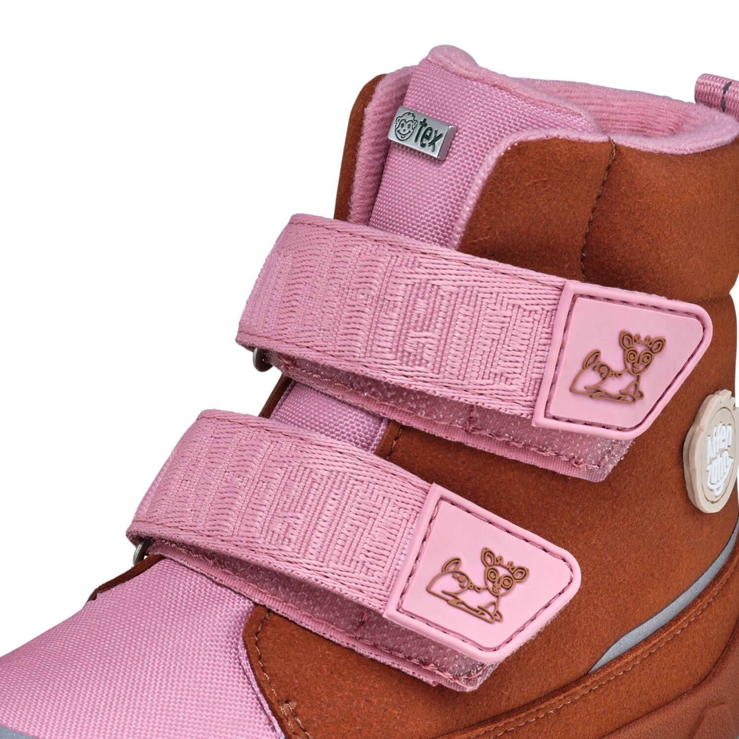 Komfortabler Stiefel mit weicher Innenseite und rutschhemmender Sohle in braun und rosa