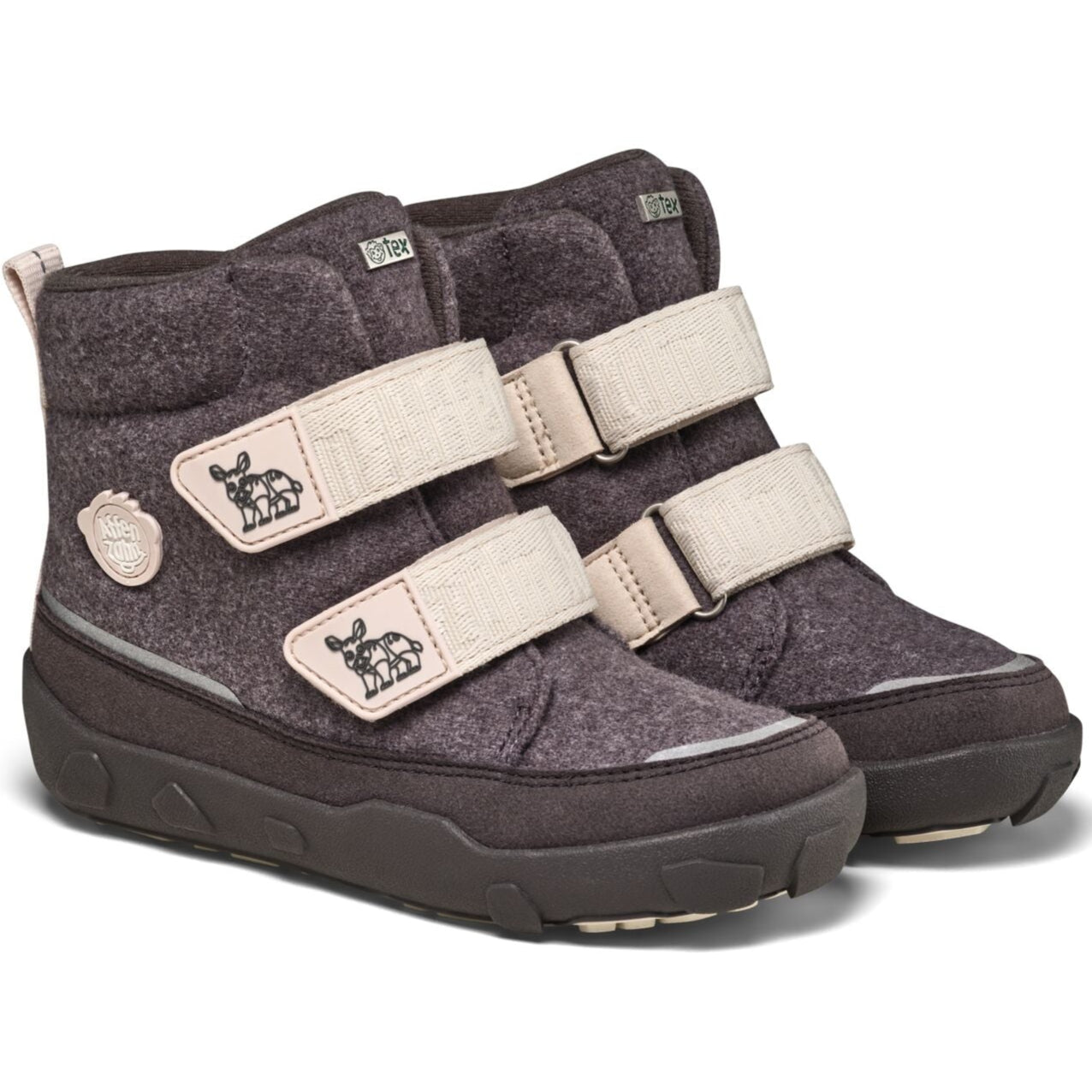 AFFENZAHN TEX Stiefel COMFY WOLLE NASHORN in anthrazit und beige für kalte Tage