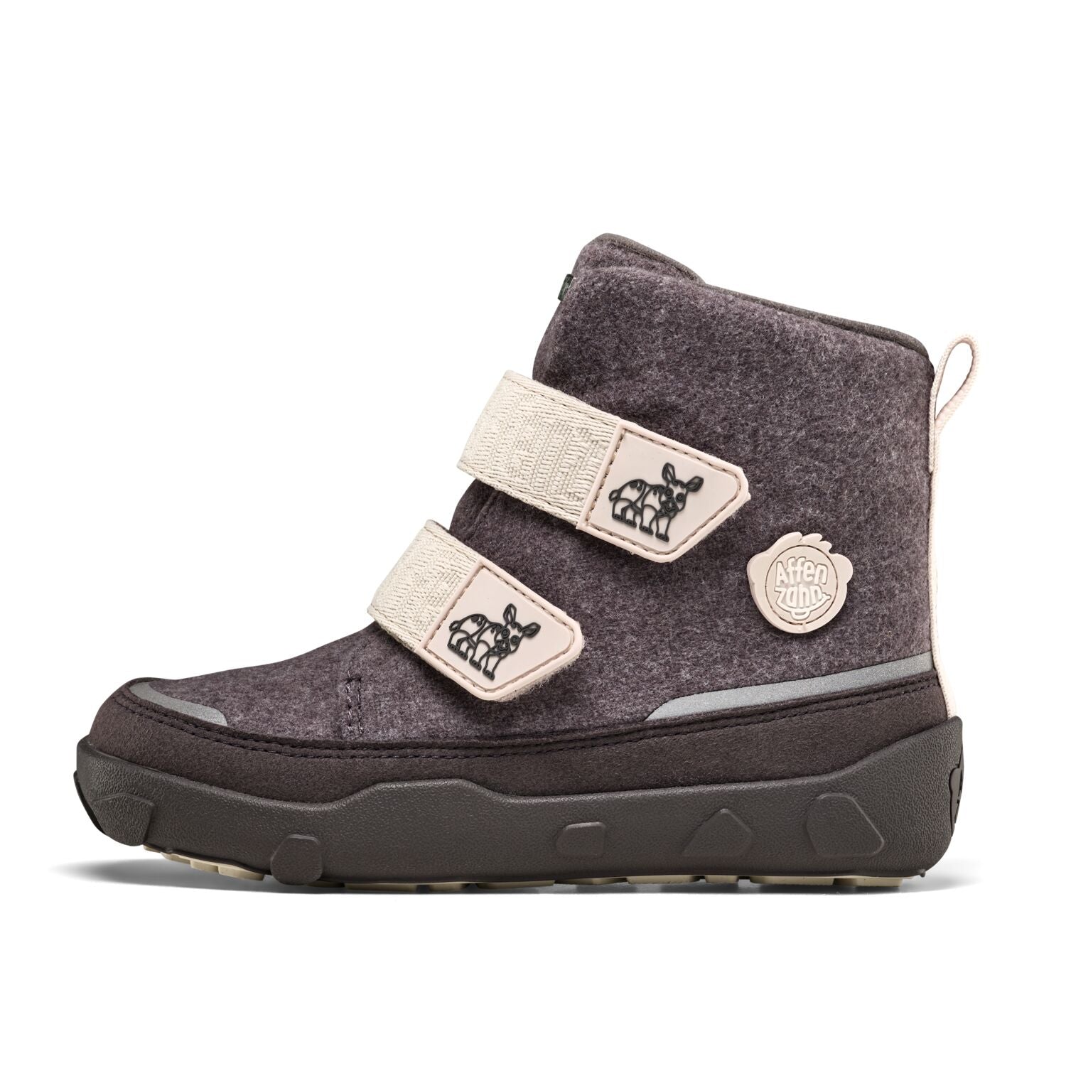 Bequemer AFFENZAHN TEX Stiefel mit Wolle und Nashorn-Design in anthrazit und beige