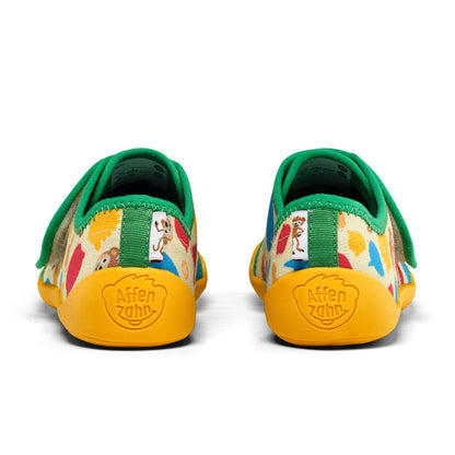 Weicher Baumwollhausschuh COTTON MOVY mit Affen-Print, perfekt für kleine Kinderfüße in den eigenen vier Wänden