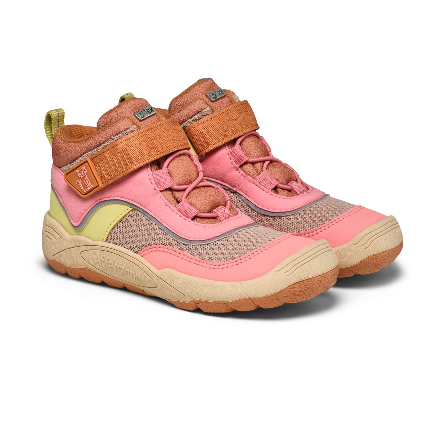 AFFENZAHN TEX Knöchelschuh in beigem Vegan-Leder mit Zimtfarbener Schnürung für stilvolle Katzenmode