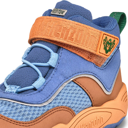 AFFENZAHN TEX Knöchelschuh, geeignet für Alltag und Freizeit, mit farbenfrohem Vogel-Design in Blau und Zimt