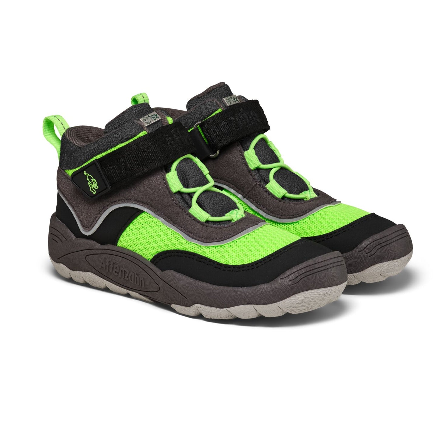 AFFENZAHN TEX Knöchelschuh VEGAN EXPLORY PANTHER in Schwarz mit Neongrün Details