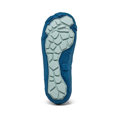 Bequemer und langlebiger Knöchelschuh für Kinder aus Leder mit leuchtenden Details in Blau und Petrolfarben
