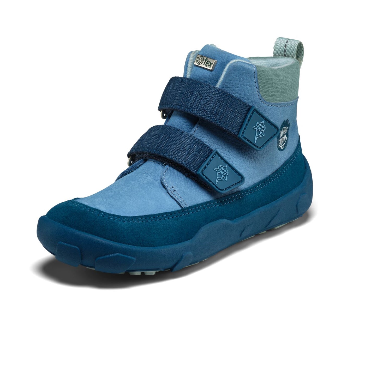 Eleganter Knöchelschuh von AFFENZAHN TEX mit LEDER-Design in Blau und Petrol für bequemes Tragen