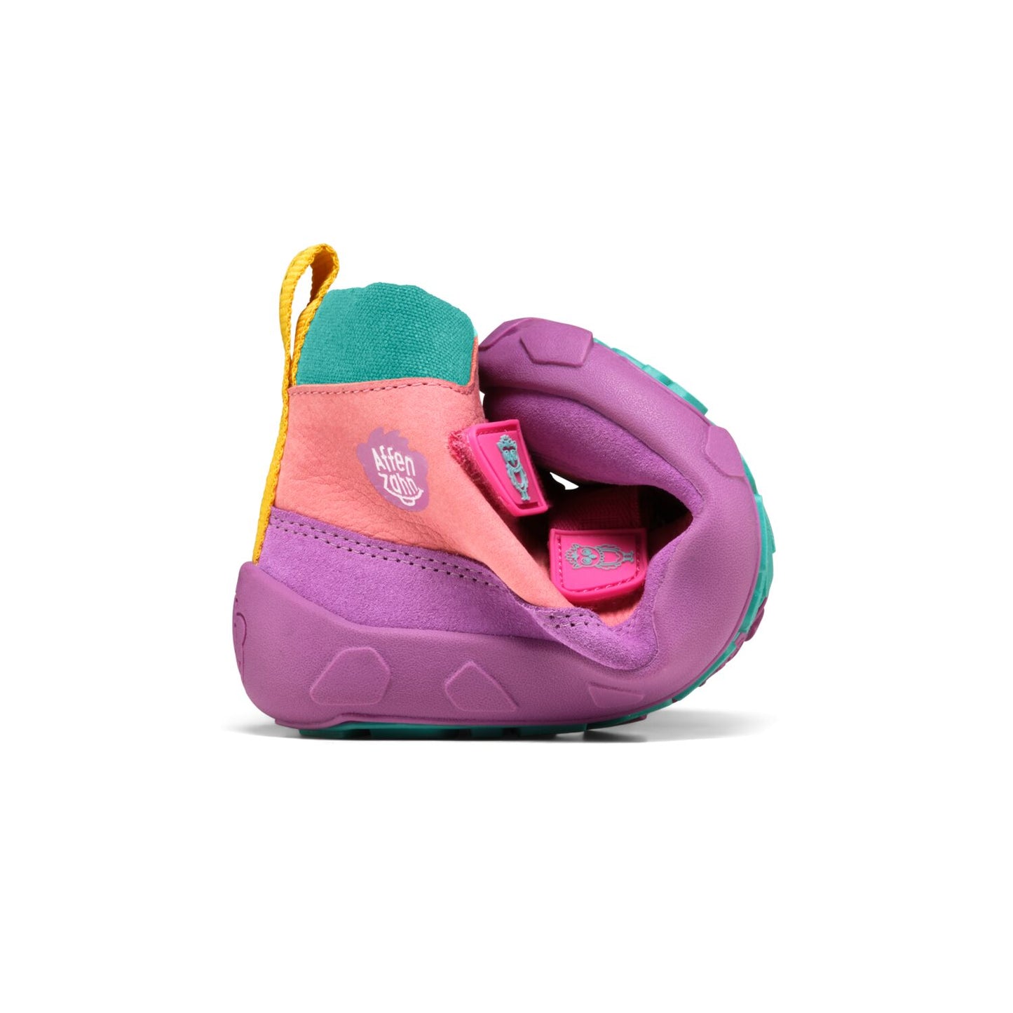 Bunter Leder-Knöchelschuh mit LED-Licht in pink, mit freundlicher Eule-Dekoration, ideal für kleine Kinder