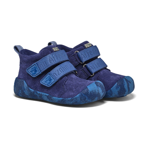 AFFENZAHN TEX Knöchelschuh aus blauem Leder mit LED-Licht und Elefantenmuster