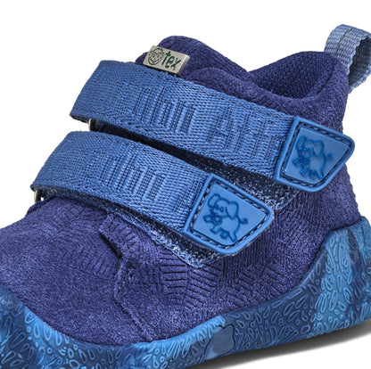 Bequemer und langlebiger Lederschuh in Blau mit LED-Beleuchtung und niedlichem Elefantenmotiv für Kinder